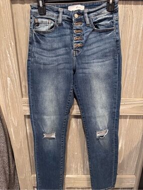 KanCan Medium Blue Distressed High-Rise Skinny Jeans